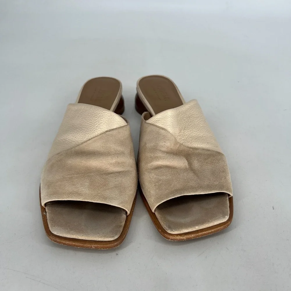 M‎ Gemi Sandal Womens 8.5 / IT 39 Leather Neutral Slides Slip On Classic Simple